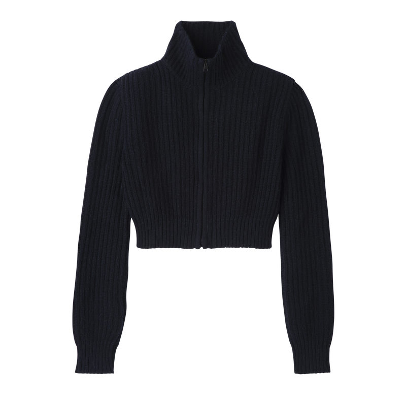 Zip collar short cardigan